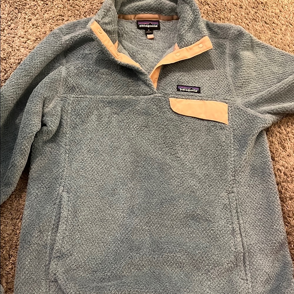 Patagonia Gray and Tan Fleece Pullover